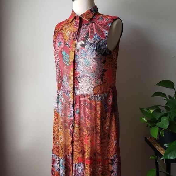 BEAUTIFUL PRINT BUTTON MAXI DRESS BOOHOO SIZE S - Picture 3 of 8